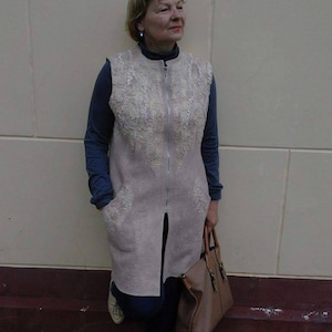 Felted long vest Felted vest Vest female Felted clothing Handmade vest Wool vest