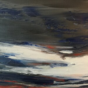 painting with plain and hills at sunset oil on canvas single small 11.8x11.8 in 30 x 30 cm image 6