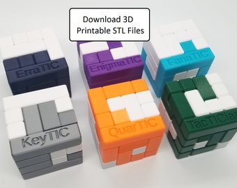 Download 3D Printable STL Files for Volume 1 of the 6 Piece Turning Interlocking Cube Puzzles