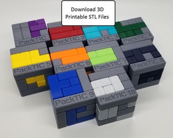 Download 3D Printable STL Files for 10 3D Packing Turning Interlocking Cube Puzzles