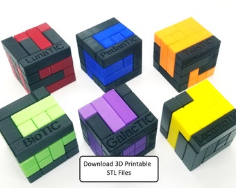 Download 3D Printable STL Files for the 6 Difficult Turning Interlocking Cube Puzzles