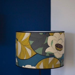 Lampshade, 40cm diameter – Handmade, Water Lily Pattern, for Lamps and Pendant Lights (Blue, Yellow, Beige, Green)