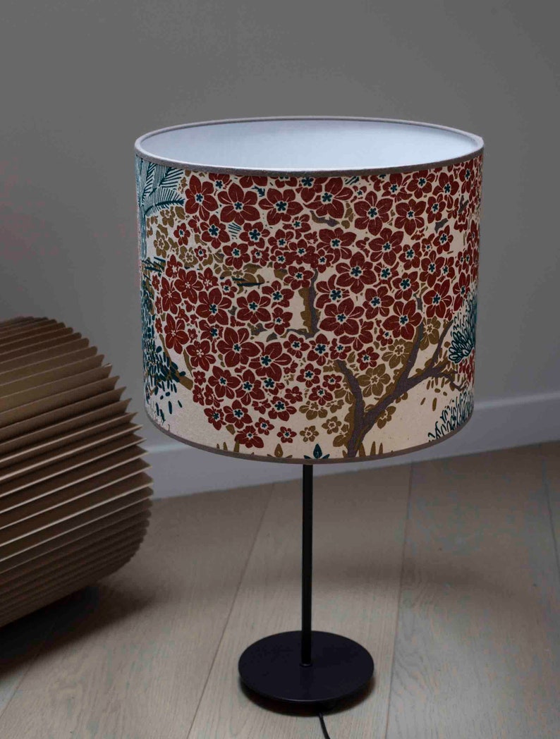 Abat-Jour Conique 40cm En Coton - Fait Main, Pour Lampe E27 - Ivoire
