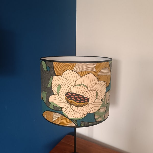 Abat-jour Fleurs "Thevenon-Idris" 30cm - Fait Main, pour Suspension et Lampes (Bleu, Jaune, Beige, Vert)