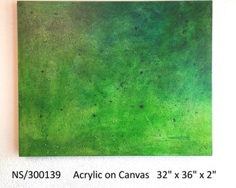 Abstract Acrylic Painting on Canvas | 33x26" | Modern Green Art