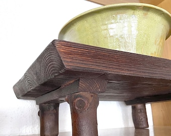 Mesa de madera Bonsai, fabricada con madera reciclada. Soporte de exhibición para bonsai. Pedestal de madera de pino.