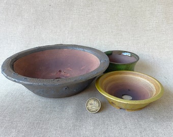 Trio of bonsai pots. For bonsai enthusiasts. Handmade, exclusive piece.