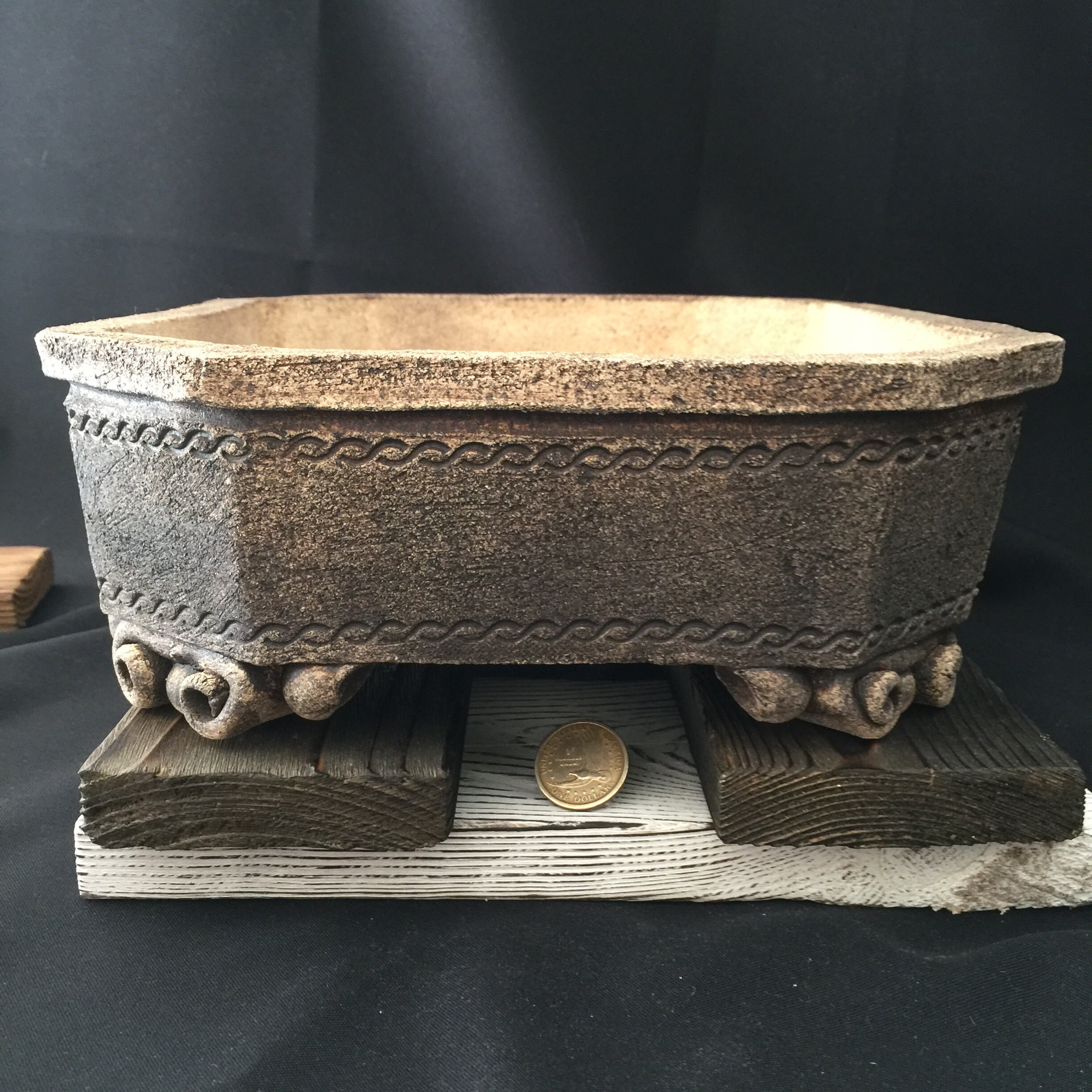 Bonsai pot, tray competition, exhibition, unique piece. Stoneware made