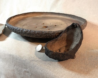 Exquisite Handcrafted Real Stoneware Oval Tray Set | Unique Artisan Pottery Collection for Elevated Home Decor | Limited Edition #218124