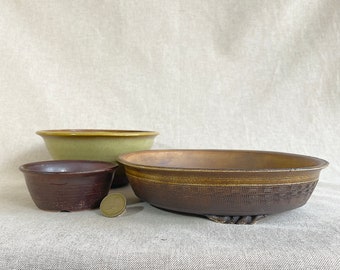 The Perfect Trio: Handcrafted Bonsai Pot Set for Enthusiasts.