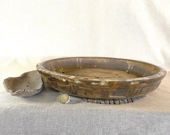 Handmade Bonsai Tray with Kusamono Pot by Ismael García Burillo | Earthy Tones & Holes Root Support | Unique Serial Number 218120