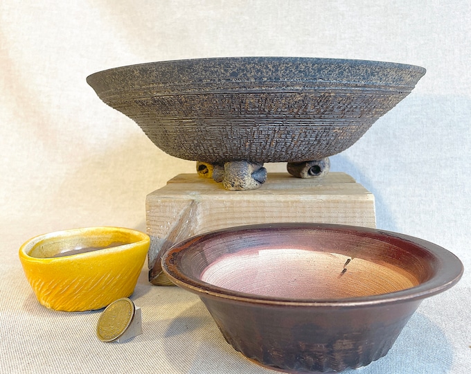 Featured listing image: Set of Handcrafted Bonsai Pots | Large, Medium, and Accent Pots in Unique Styles