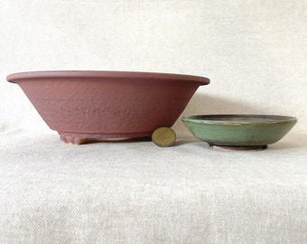 Bonsai Beauty Duo: Handcrafted Stoneware Pots for Elegance and Durability