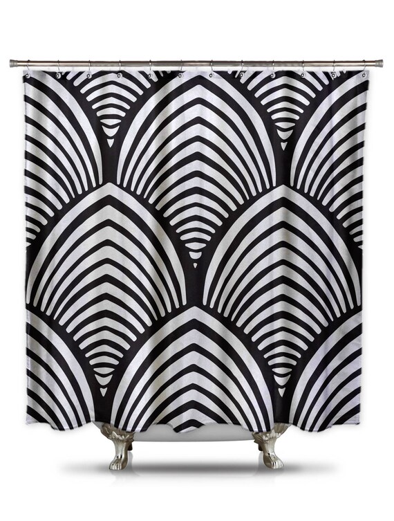 Download Xl Black And White Shell Pattern Shower Curtain Adult Coloring Etsy