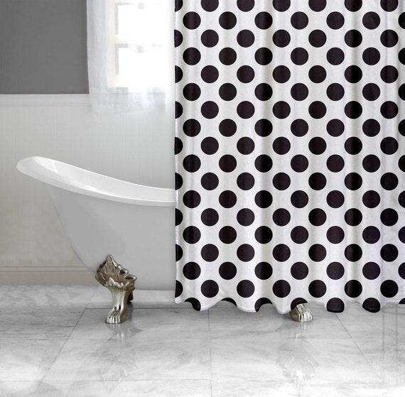 Black And White Polka Dot Shower Curtain Etsy