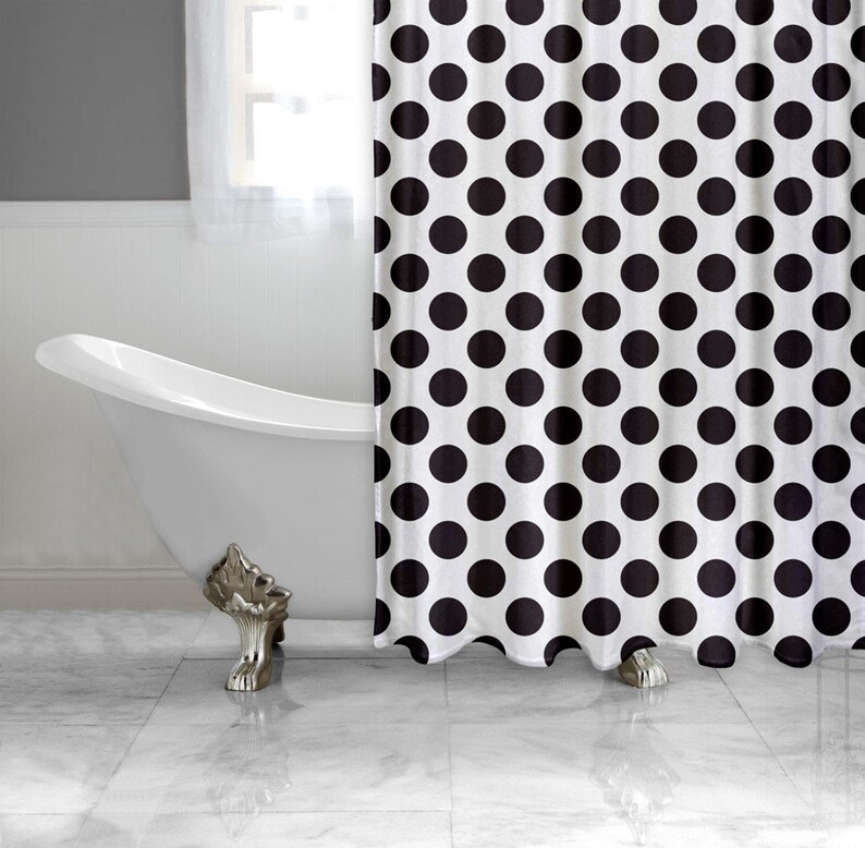 Black and White Polka Dot Shower Curtain Etsy