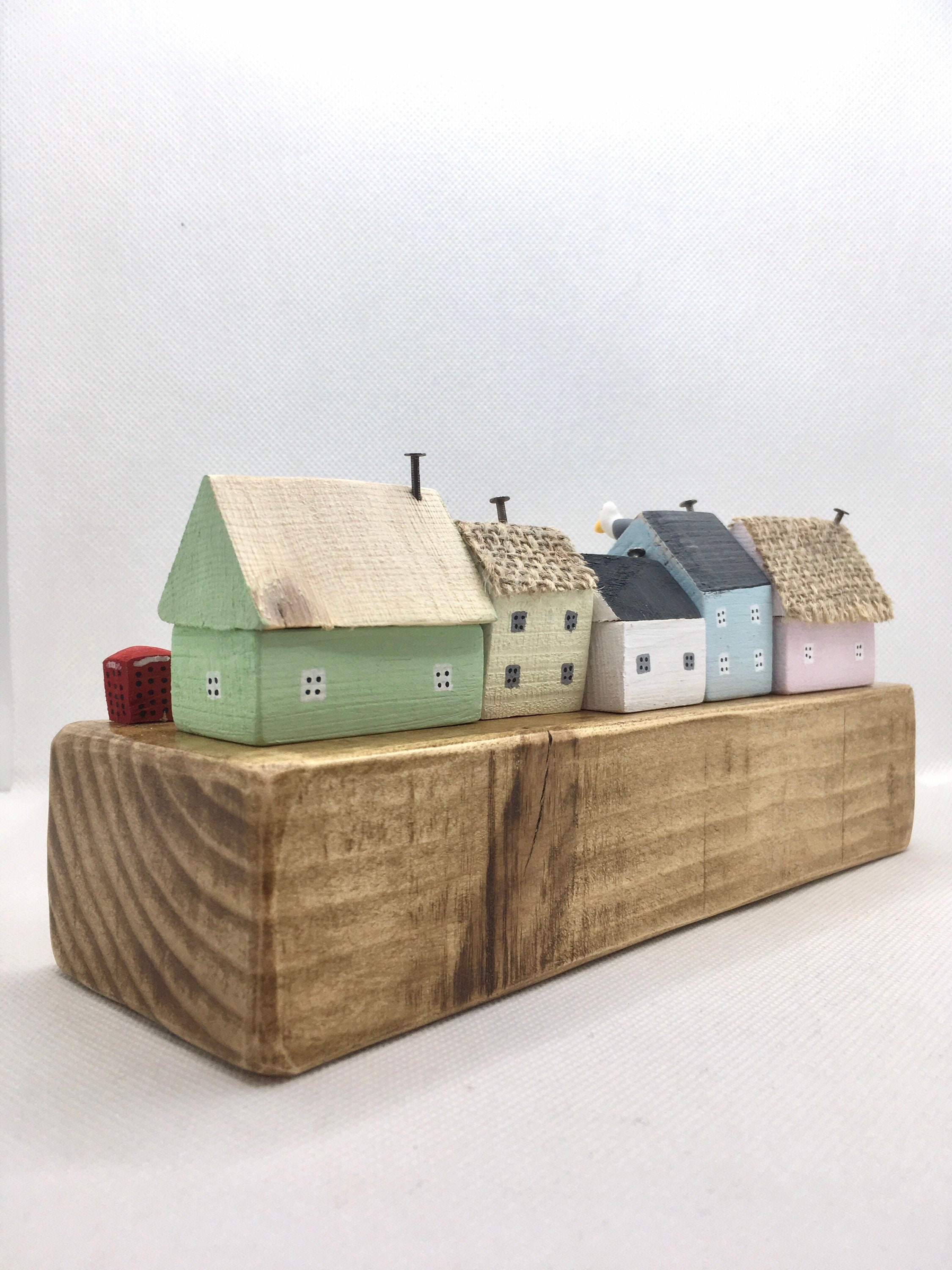 Row of driftwood houses Driftwood street tiny wooden Etsy