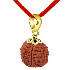 Natural 7 Faced 7 Mukhi Rudraksha Bead Panchdhatu Pendant Round Shape, Rudraksha,Pendant,Rudraksha Pendant Necklace Panchdhatu Alloy Genuine