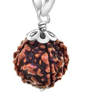 Genuine Natural 5 Faced 5 Mukhi Rudraksha Bead Sterling Silver Pendant Round Shape, Rudraksha,Pendant,Rudraksha Pendant Necklace 925 Silver