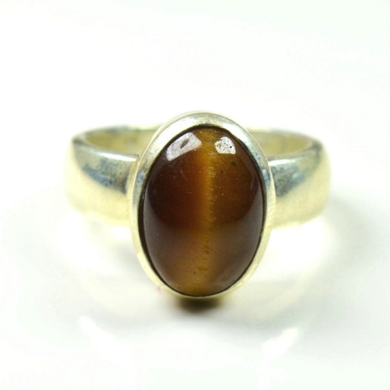 Real Hessonite Gold Plated Ring 6 Carat Stone Handcrafted Jewellery Size 4-13
