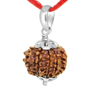 Natural 10 Faced 10 Mukhi Rudraksha Bead Silver Pendant Round Shape, Rudraksha,Pendant,Rudraksha Pendant Necklace Sterling Silver Genuine