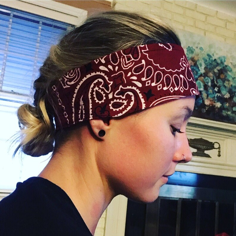 Burgundy Bandana Headwrap Maroon Headband Head Wrap Etsy