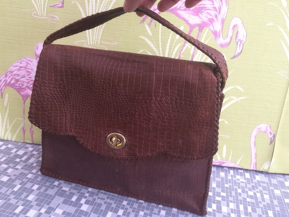 Vintage snakeskin/ crocodile leather handbag 1940s