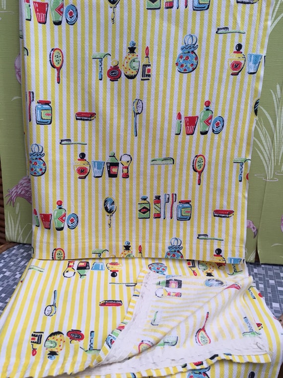 Kitschy Vintage 50s 60s Bathroom Boudoir Curtains Mcm Etsy