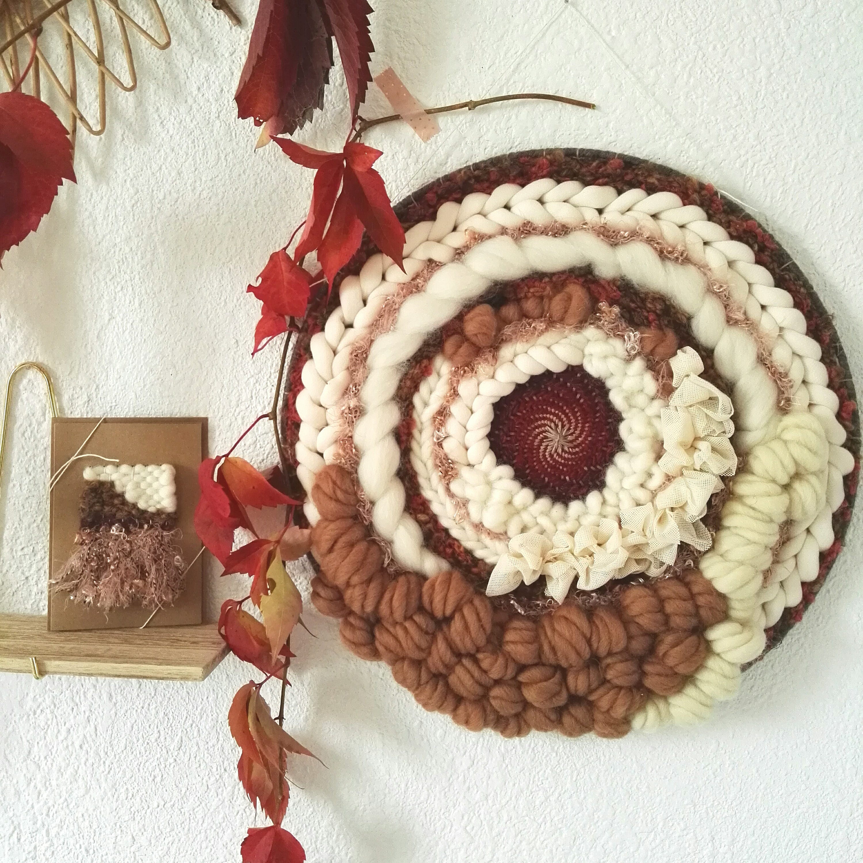 Tissage Mural - Tissage Rond Circulaire Décoration Murale Woven Wall Hanging Circular Weaving -