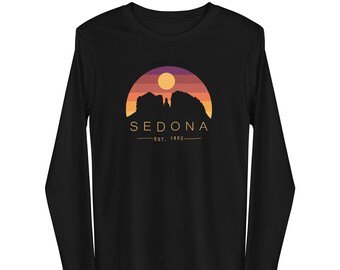 Sedona Retro Unisex Long Sleeve Shirt - sedona shirt - sedona art - hiking shirt - outdoors shirt - arizona apparel