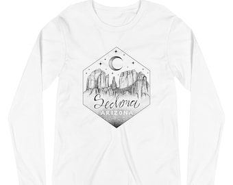 Sedona Unisex Long Sleeve Shirt - sedona shirt - pointillism - sedona art - hiking shirt - outdoors shirt - arizona apparel