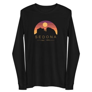 Sedona Retro Unisex Long Sleeve Shirt - sedona shirt - sedona art - hiking shirt - outdoors shirt - arizona apparel