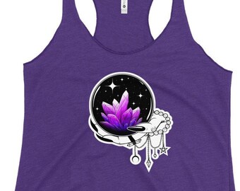 Crystal Ball Women's Racerback Tank Top  - witchy vibes clothing - yoga tank - fitness tank - boho tank top - hiking tank