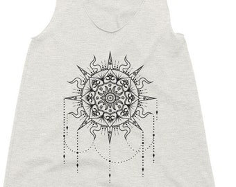 Sun Mandala Women's Tank -- mandala -- sun t-shirt -- tattoo t-shirt -- mandala shirt -- gypsy shirt -- boho mandala -- yoga tank