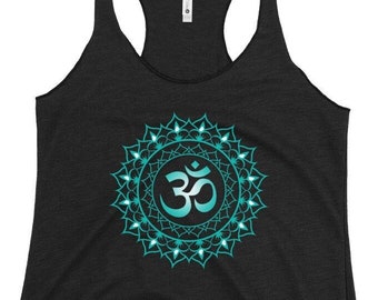 Teal Om Mandala Women's Racerback Tank - om mandala - om shirt - tattoo t-shirt - gypsy shirt - yoga tank - hiking tank - spiritual tank top