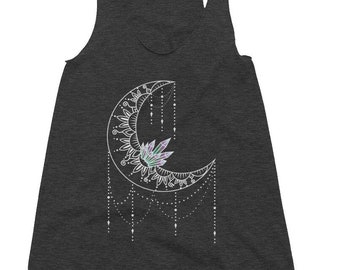 Crystal Moon Mandala Tank -- moon mandala -- crystal t-shirt -- tattoo moon t-shirt -- mandala shirt -- gypsy shirt -- ladies shirt