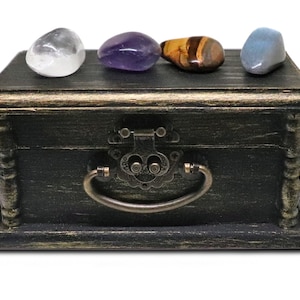 Manifestation Box -- healing box -- crystal kit -- healing kit -- healing stones --  hand painted -- wooden box