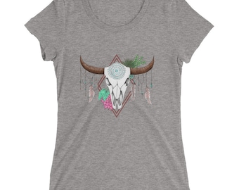 Western Bull Skull Ladies' short sleeve t-shirt