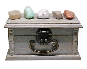 The Goddess Box  -- crystal kit -- healing kit -- healing stones -- moonstones --  hand painted -- wooden box -- meditation box