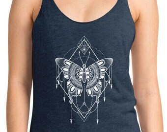 Butterfly Mandala Tank -- mandala shirt -- butterfly shirt -- tattoo art shirt -- mandala tank -- gypsy shirt -- boho mandala