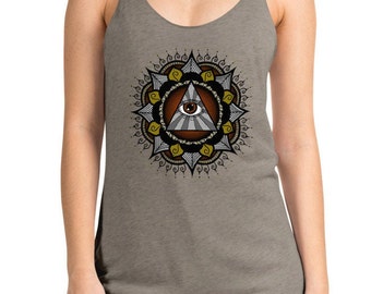 All Seeing Eye Women's Racerback Tank - eye of providence - gods eye - spiritual tank top - yoga tank - hiking tank - fitness tank top