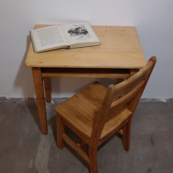 restored vintage twenty-four inch child's desk and chair