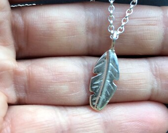 Feather charm necklace, silver feather, handmade feather necklace. Angel feather jewellery. Loved ones. gift for mum, sister, daughter