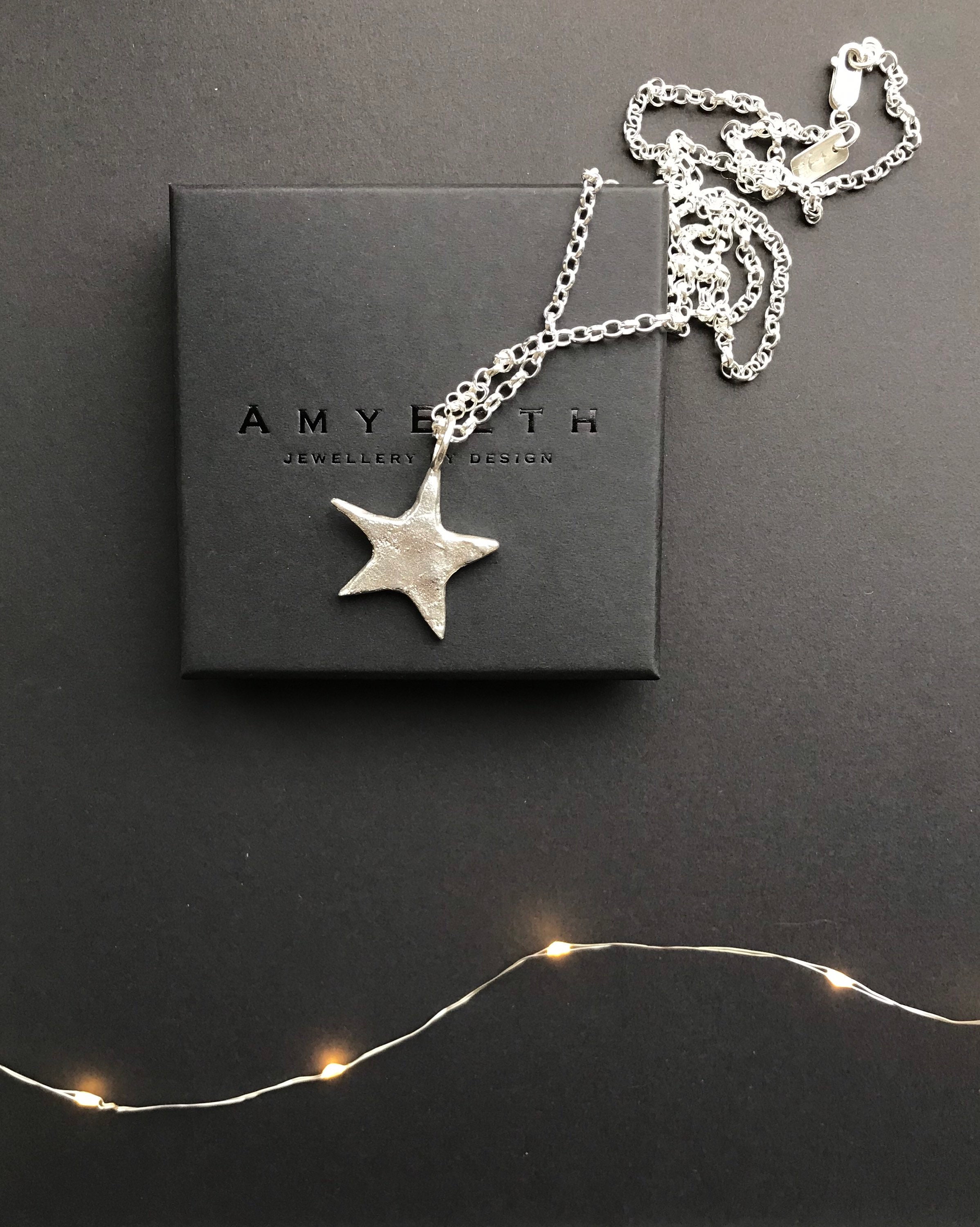 Chunky Sterling Silver Star Necklace, Handmade Star Charm Chunky Sterling Silver Star Necklace, Handmade Star Charm
