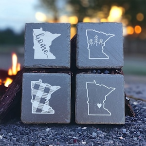 State of Minnesota Slate Coasters | Christmas Gift | Minnesota