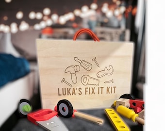 Personalized Wooden Tool Box | Children's Tool Set | STEM Learning Toy