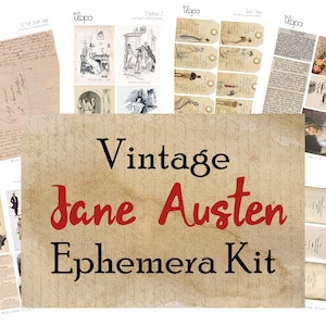 Printable Vintage Ephemera Jane Austen Collage Sheet Instant Download