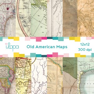 Digitale oud Amerikaans kaart papier 300 dpi 12 x 12