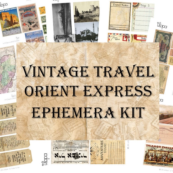 Digital Vintage Ephemera Kit - Travel Orient Express