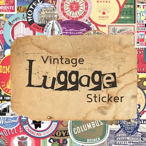 Digitaler Vintage GepäckAufkleber - druckbare Reise-Ephemera